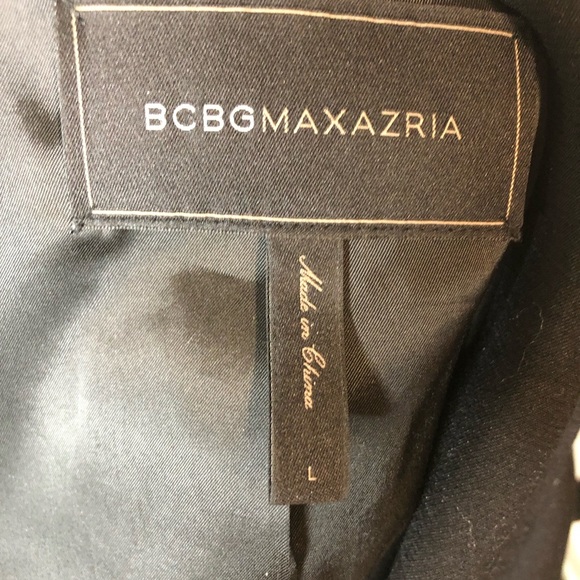 BCBG Max Azria Cropped Blazer Sz L One Button Black Officecore Minimalist Office - Picture 7 of 9